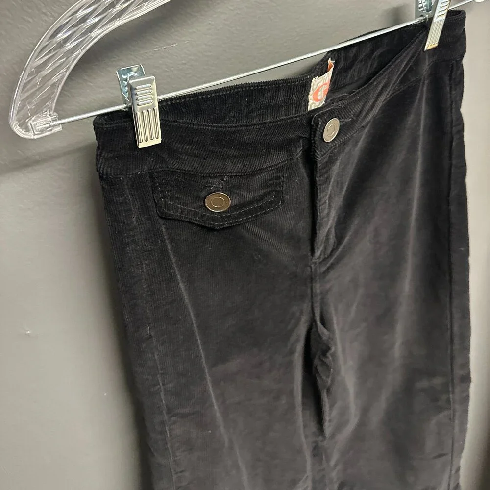 Gianni Bini Black Corduroy Jrs Size 7 Wide Leg Cropped Pants Textured Trousers‎